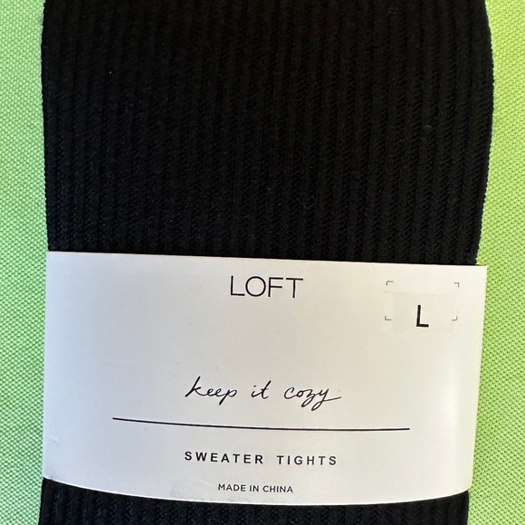ANN TAYLOR LOFT RIBBED SWEATER TIGHTS:NWT BLACK  L - Picture 2 of 4
